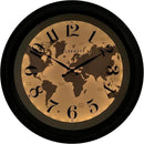 CLXEAST 18 Inch Illuminated Wall Clock with Smart LED Light Sensor, Large Modern World Map Wall Clocks for Living Room Decor,Oil Rubbed Bronze,Unique House Warming Gifts by CozyNest Decor