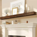 72x8x3 Fireplace Mantel - Solid Rustic Wood - Wall Mounted Floating Shelf with Invisible Heavy Duty Steel Bracket (Weathered Brown) by CozyNest Decor