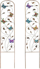 Set of 2 Butterfly Metal Garden Trellis for Climbing Plants, Decorative Vegetables Flowers Vine Trellis for Outdoor Patio 60'' H x 11'' W by GreenHaven Gardens