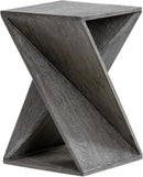 Modern Hand Made One-of-a-Kind Carved Mango Wood End Table, Farmhouse Side Table,Farmhouse End Table,Living Room,Bedroom, Accent Table, Contemporary Architectural Designed Grey,Assembled by CozyNest Decor