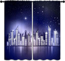 City Rod Pocket Blackout Curtains for Boy Girl Bedroom, New York Skyline Modern City Starry Sky Night View Thermal Insulated Home Window Drapes for Living Room Darkening, 42x45 inch by TinyTreasures Baby Boutique
