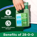 Maximum Green & Growth Fertilizer High Nitrogen 28-0-0 Liquid Lawn Food Spray Spring & Summer- Any Grass Type- Simple Lawn Solutions - Concentrated Quick & Slow Release Attached Sprayer (32 Ounce) by GreenHaven Gardens