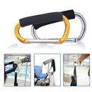 Large Stroller Hooks for Mommy, 2 pcs Carabiner Stroller Hook Organizer for Hanging Purses, Diaper Bag, Shopping Bags. Clip Fits Single/Twin Travel Systems, Car Seats (Silver+Golden Yellow) by TinyTreasures Baby Boutique