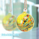 VCUTEKA Hanging Garden Gazing Ball, Hand-Blown Glass Witch Ball for Outdoor Garden Décor, 6" Yellow Swirl by CozyNest Decor