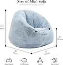 N&V Small Bean Bag Chair for Kids, Children Mini Bean Bag Sack, Foam Filling, Includes Removable and Machine Washable Cover, 27in, Soft Faux Fur (Grey) by TinyTreasures Baby Boutique