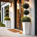 LA Jolie Muse 30 inch Tall White Planters Set of 2,Indoor/Outdoor Rectanglar Large Planters,V Shaped Taper Planters for Front Door. by CozyNest Decor