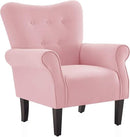BELLEZE Modern Accent Chair for Living Room, High Back Armchair with Wooden Legs, Upholstered Wingback Side Chair Padded Armrest Single Sofa Club Chair for Living Room, Bedroom - Allston (Pink) by CozyNest Decor