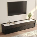 POVISON Fully-Assembled Mid Century Glossy Sintered Stone TV Stand, 78.74" Wood Media Console with Adjustable LED Light, Entertainment Center with Storage for Living Room by CozyNest Decor