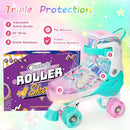 Nattork Kids Roller Skates for Girls Boys Kids, 4 Sizes Adjustable Quad Skates Butterfly and Flower with All Light up Wheels - Birthday Gift for Indoor Outdoor Sports by TinyTreasures Baby Boutique