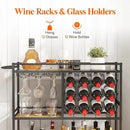 Lifewit Bar Cart for The Home, 3 Tier Drink Cart with Lockable Wheels, 12 Wine Rack and 3 Rows Glass Holders, Liquor Serving Cart for Kitchen Dining Livingroom, 31.6" x 13.1" x 33.9", Rustic Brown by CozyNest Decor