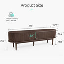 LINSY HOME Fluted TV Stand for 75" TV, Mid-Century Modern 70" Entertainment Center with Sliding Tambour Door and Storage Cabinet, Cruved TV Media Console Table for Living Room, Bedroom, Walnut by CozyNest Decor