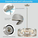 XINGQI 6-Light Modern Farmhouse Chandelier Brushed Nickel, 21.7'' Drum Ceiling Light Fixture for Living Dining Room Over Table with Round Metal Shade Pendant Lighting by CozyNest Decor