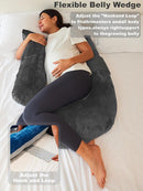 Pregnancy Pillows for Sleeping, Detachable and Adjustable with Pillow Cover, Maternity Body Pillow for Adults, Support for Back, Legs, Belly, HIPS and Pregnancy Must Haves Grey by TinyTreasures Baby Boutique