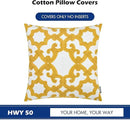 HWY 50 Mustard Yellow Decorative Throw Pillow Covers 18x18 Inch (1 Piece), Embroidered Cotton Farmhouse Cushion Cover Pillow Case for Sofa Couch Living Room Bed, Geometric by CozyNest Decor