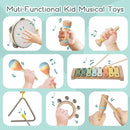 Baby Musical Instruments - Wooden Montessori Toys for Toddlers 1-3,Modern Boho Xylophone Includes Songbook with 13 Kids' Songs,Neutral Colors Wooden Percussion Instruments Set by TinyTreasures Baby Boutique