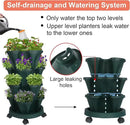 Vertical Planter 4 Tier Stackable Planters Garden Planters Strawberry Herb Flower and Vegetable Planter Indoor Outdoor Gardening Pots with Removable Wheels and Tools by GreenHaven Gardens