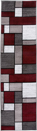Rugshop Contemporary Modern Boxes Runner Rug 2' x 7'2" Red by TinyTreasures Baby Boutique