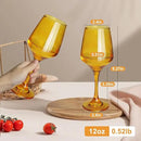 Amber Wine Glasses Set of 6-12oz Amber Long Stem Wine Glass Cups, Pretty Crystal Glassware, Hand Blown Goblets Drinkware, Unique Drinking Stemware Holiday Gift Set by CozyNest Decor
