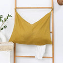Hanging Linen Laundry Bag, 100% Pure Flax Linen Over The Door Hamper with Bottom Zipper for Laundry Room, Household Dirty Cloth Storage Organizer Bag, Turmeric by CozyNest Decor