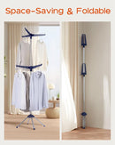 Clothes Drying Rack Foldable, 74.8 inch 2 Tier Laundry Drying Rack with Rotating Clothes Rail for 54 Pieces of Clothes, Space Saving, Indoor, Stainless Steel, Blue and Silver CDR002Q01 by TinyTreasures Baby Boutique