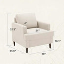 Mid-Century Accent Chair,Modern Linen Fabric Armchair for Living Room,Comfy Upholstered Reading Accent Chairs for Bedroom,Single Sofa Chair with Wood Legs (Beige, 2 Pack) by CozyNest Decor