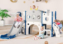 Babytronic Toddler Slide Set, 8 in 1 Kids Slide, Indoor Outdoor Slide for Toddlers Age 1-3, Toddler Playset with Basketball Hoop and Tunnel, Toddler Indoor Outdoor Playground, Blue&Grey by TinyTreasures Baby Boutique