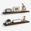 Axeman Floating Shelves for Wall - 32''W x 8'' D Rustic Solid Elm Wood Shelves for Storage, Wall Mounted Display Shelving with Invisible Heavy-Duty Metal Bracket (Walnut, 2PCs) by CozyNest Decor