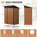 5x3 Ft Storage Shed, Outdoor Metal Shed with Floor Base& Lock, Small Lean to Shed, Compact Vertical Outside Bike Tiny House for Garden, Backyard, Patio, Tool by GreenHaven Gardens