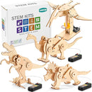Dinosaur STEM Kits for Kids Ages 6-8-10-12, 4 in 1 Wood Building Toys for Boys Age 8-12, Build It Yourself Woodworking Kit, DIY 3D Wooden Puzzles Model Science Crafts for Kids, Stem Projects by TinyTreasures Baby Boutique