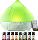 Aroma Diffuser with Essential Oils Set, 500 ML Essential Oil Diffuser with Remote Control, Humidifier with 14 Color Lights for Large Room, 4 Timer Setting, Auto Shut-Off Green by CozyNest Decor