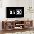 Bonzy Home 70" Mid Century Modern TV Stand, TV Console for TV up to 75", Slatted Entertainment Center with Storage and Open Shelves for Living Room, Bedroom, and Media Room by CozyNest Decor