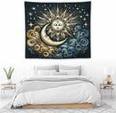 HZOHNAGO Sun Moon Tapestry Boho Golden Stars Pattern Printed Wall Tapestry Wall Hanging for Bedroom Living Room Dorm 60" W x 50" H by CozyNest Decor