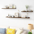 Picture Ledge Shelf, Wood Floating Shelves Set of 4, 24 inch Picture Ledge Shelves, Photo Ledge Nursery Book Shelves Wall Mounted for Living Room Kids' Room Bedroom, Color Walnut by CozyNest Decor
