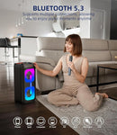 Karaoke Machine for Adults, Portable Bluetooth Speaker with 2 Wireless Microphones, Portable PA System with Disco Lights for Big Party, Outdoor, Ideal Gifts for Family, Music Lover by TinyTreasures Baby Boutique