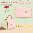 Zubebe 2 Sets Coffee Mug Elegant Handbag Shaped Cup Modern Ceramic Purse Mug with Spoon and Saucer, 10oz Cute Creative Tea Cup for Office Home Woman Girls Gift (Pink) by CozyNest Decor