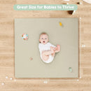Padded Baby Play Mat, Super Soft Vegan Leather Baby Floor Play Mat, 48x48 Non-Slip Thick Foam Cushioned Play Mat for Babies 6-12 Months, Fits Nicely Into 50x50 Playpen Mat, Grayish Green by TinyTreasures Baby Boutique