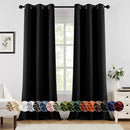 MIULEE Black Blackout Curtains for Bedroom Living Room 90 Inches Long 2 Panels, Thermal Insulated Room Darkening Drapes Solid Grommet Top Noise Reduction Light Blocking Halloween Window Treatments by TinyTreasures Baby Boutique