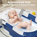 MoreFeel Collapsible Baby Bathtub for Newborn with Thermometer & 1 Soft Floating Cushion & 1 Bath Net,Portable Travel Bathtub with Drain Hole, Durable Foldable Baby Tubs for Infants to Toddler by TinyTreasures Baby Boutique