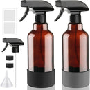 Glass Amber Spray Bottles with Silicone Sleeve, 2 Pack 16.9oz Refillable Containers with Adjustable Spray Nozzles, Empty Spray Bottle for Cleaning Solutions, Hair, Plants, Essential Oils (Black+Grey) by GreenHaven Gardens