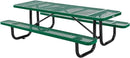 Global Industrial 8’L Rectangular Picnic Table, Expanded Metal, Green Thermoplastic Coating, Attached Benches, 1-1/2” Umbrella Pole Hole, Outdoor-Rated, 1000 lb Capacity, 96” x 30” Tabletop by GreenHaven Gardens
