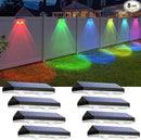 Solar Fence Lights Outdoor - Warm White & RGB 6 Color, Dusk to Dawn Deck Light, IP65 Waterproof Garden Lights for Outside/Backyard/Railing/Step/Patio/Wall (8 pack) by GreenHaven Gardens