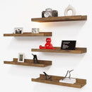 RICHER HOUSE 5 Set Floating Shelves for Wall Decor, Wall Mounted Book Shelf, Nursery Shelves Picture Ledge Shelf with Lip for Wall Storage, Bedroom, Living Room, Bathroom - Brown by CozyNest Decor