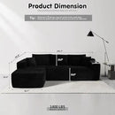 ovios 104" Cloud Sectional Couch with L-Shape Chaise,Modern Modular Sofa with Deep Seat, Upholstered Couches for Living Room Bedroom,No Assembly Required, Black (Corduroy Fabric) by CozyNest Decor