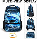 Shark Backpack for Kids Boys - 17 Inch Custom Backpacks with Name for Kindergarten Primary Elementary Senior Middle - Cool Durable Personalized Lightning Bookbag by TinyTreasures Baby Boutique