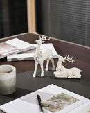 DN DECONATION 2pcs White Christmas Reindeer Statue, Indoor Reindeer Decor, Tabletop Resin Deer Figurine by CozyNest Decor
