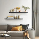 BAYKA Floating Shelves for Wall, 36 inches Long Wall Mounted Rustic Wood Shelves for Bathroom, Bedroom, Living Room, Kitchen, Office, Hanging Shelf for Books/Storage/Decor(Black,Set of 2) by CozyNest Decor