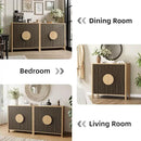 Set of 2 TV Stands with Storage, 65 Inch Symmetrical Arc Accent Sideboard Large Console Table with Adjustable Shelves, Mid Century Modern TV Stand for Living Room, Dining Room by CozyNest Decor