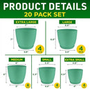 Planter Pots with Drainage Holes - Lightweight, Durable, & Space-Saving Pots for Indoor and Outdoor - Versatile Functionality, Simple Modern Design, Set of 20 Plastic Planter Pots Mint by GreenHaven Gardens