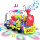 Kizeefun Light Up Train Toy for Toddlers: Transparent Gear Car Toy for Kids with Cool Light and Music Educational Crawling Toys for Baby Boys and Girls by TinyTreasures Baby Boutique