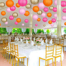 Paper Lanterns Pink Orange Gold Round Hanging Chinese Lanterns for Birthday Party Baby Shower Bridal Shower Decorations Pack of 12 by CozyNest Decor